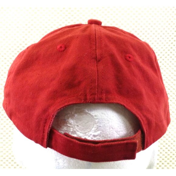 Distressed Red Ireland Baseball Cap With Embroidered Shamrock & Adjustable Strap - Picture 4 of 7